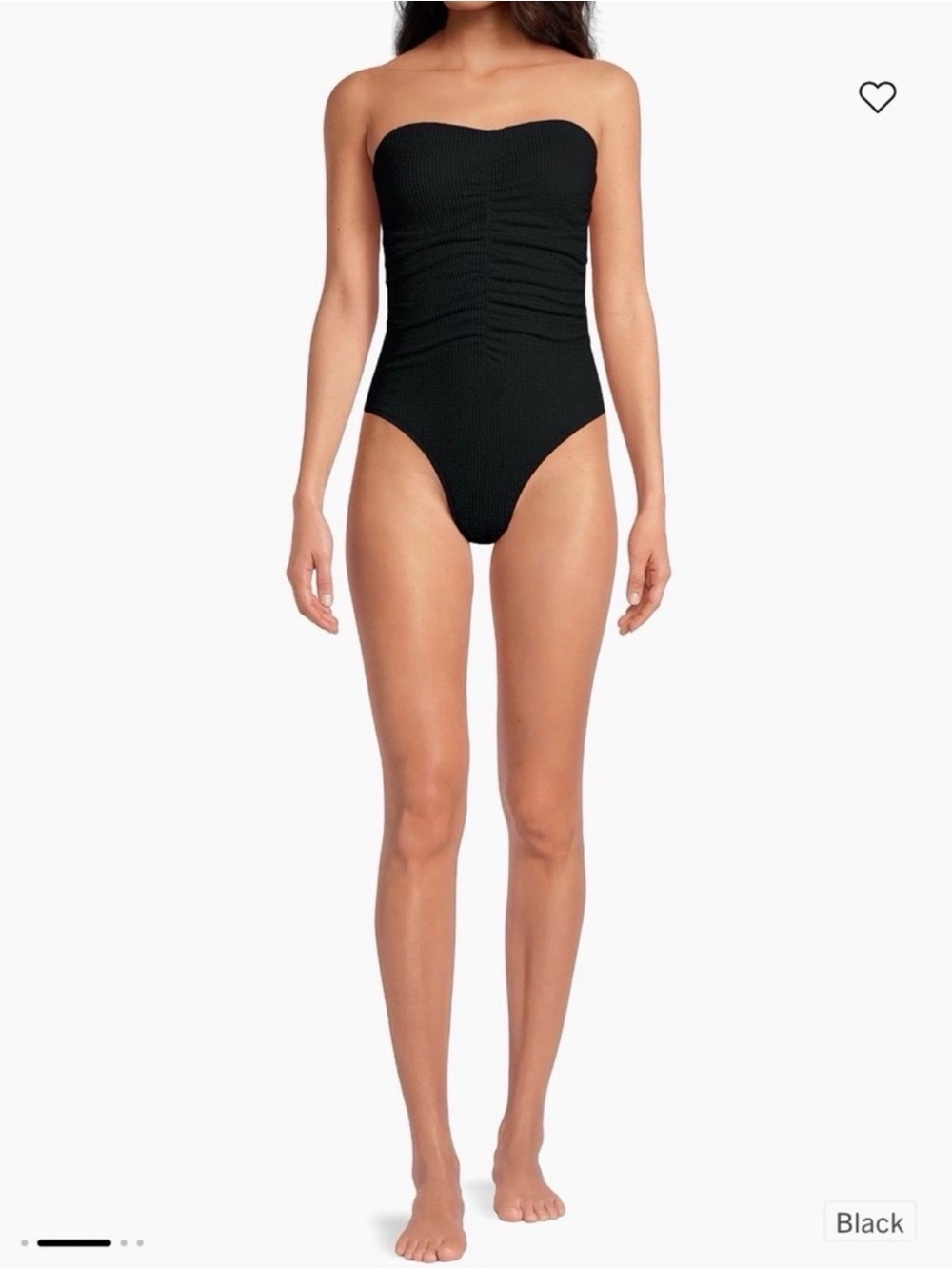 MillyTextured Ruched Strapless One-Piece Swimsuit Blavk Sz L Last One! - Picture 2 of 6